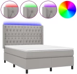 ΚΡΕΒΑΤΙ BOXSPRING ΜΕ ΣΤΡΩΜΑ & LED ΑΝ.ΓΚΡΙ 140X200ΕΚ. ΥΦΑΣΜΑΤΙΝΟ 3138557