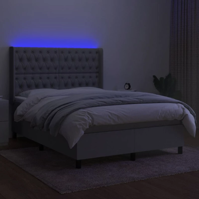 ΚΡΕΒΑΤΙ BOXSPRING ΜΕ ΣΤΡΩΜΑ & LED ΑΝ.ΓΚΡΙ 140X200ΕΚ. ΥΦΑΣΜΑΤΙΝΟ 3138557