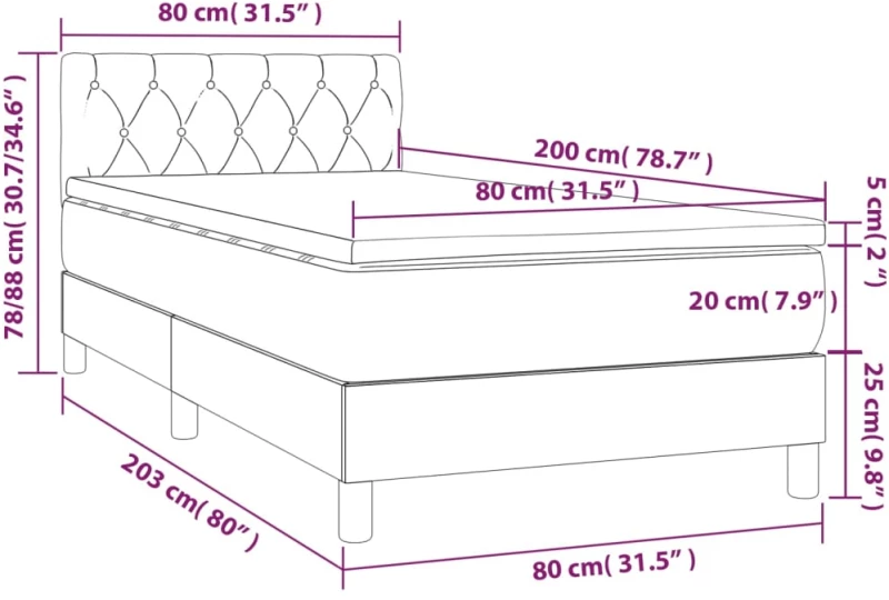ΚΡΕΒΑΤΙ BOXSPRING ΜΕ ΣΤΡΩΜΑ ΣΚΟΥΡΟ ΓΚΡΙ 80X200 ΕΚ. ΥΦΑΣΜΑΤΙΝΟ 3140250