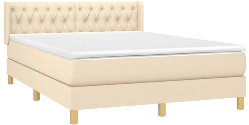 ΚΡΕΒΑΤΙ BOXSPRING ΜΕ ΣΤΡΩΜΑ ΚΡΕΜ 140X200 ΕΚ. ΥΦΑΣΜΑΤΙΝΟ 3130518