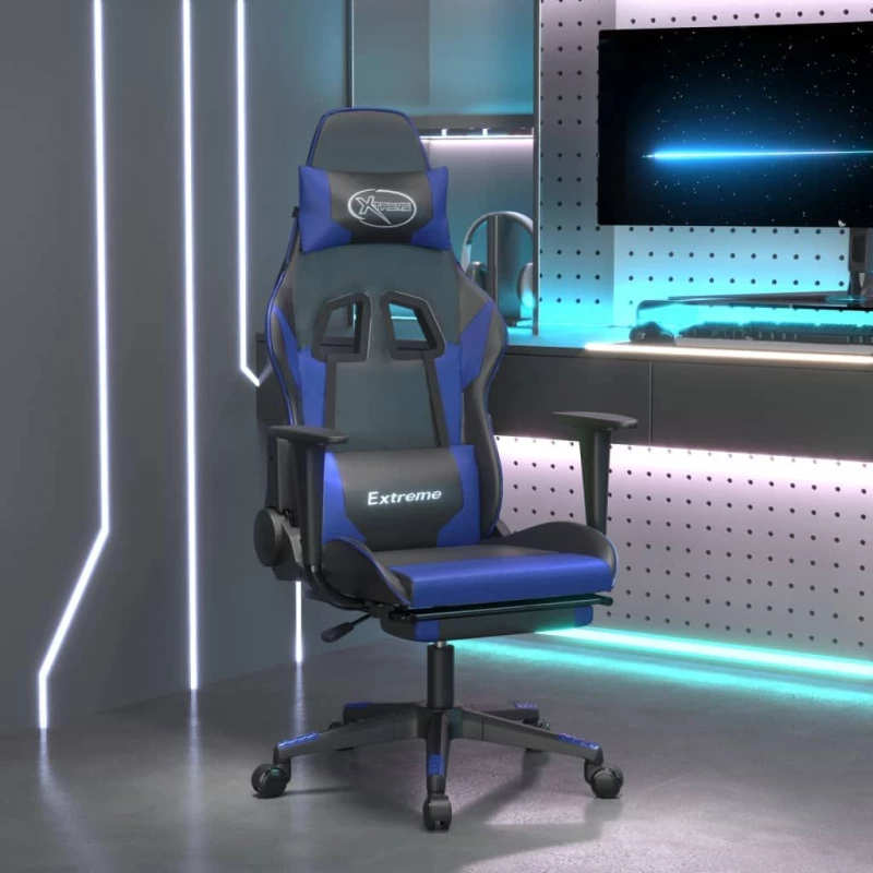 ΚΑΡΕΚΛΑ GAMING ΜΑΣΑΖ ΥΠΟΠΟΔΙΟ ΜΑΥΡΟ & ΜΠΛΕ ΑΠΟ ΣΥΝΘΕΤΙΚΟ ΔΕΡΜΑ 345457