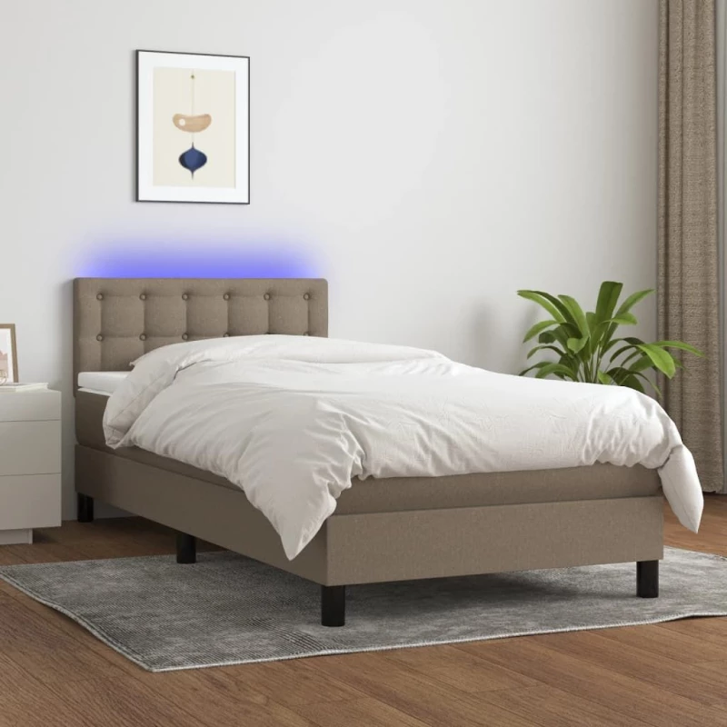 ΚΡΕΒΑΤΙ BOXSPRING ΜΕ ΣΤΡΩΜΑ & LED TAUPE 100X200 ΕΚ. ΥΦΑΣΜΑΤΙΝΟ 3133457