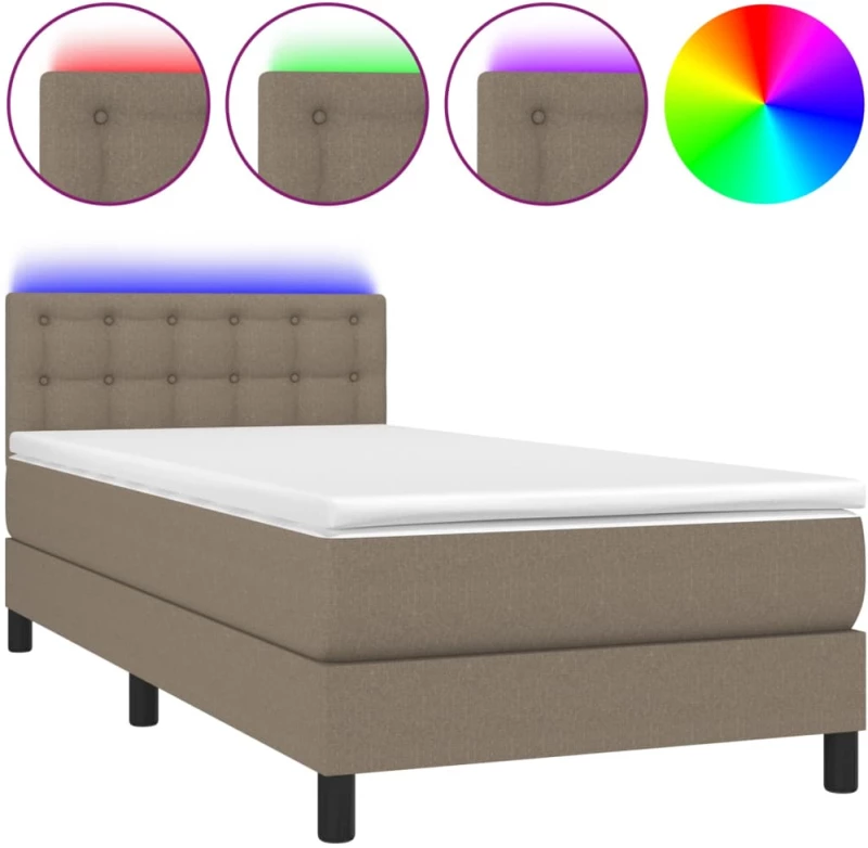 ΚΡΕΒΑΤΙ BOXSPRING ΜΕ ΣΤΡΩΜΑ & LED TAUPE 100X200 ΕΚ. ΥΦΑΣΜΑΤΙΝΟ 3133457