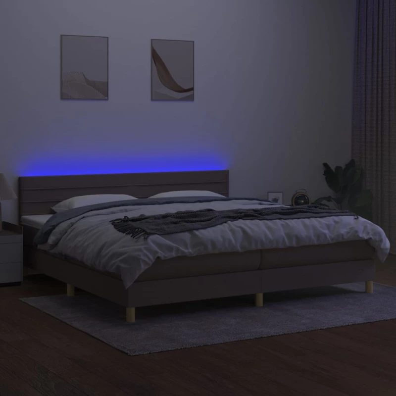 ΚΡΕΒΑΤΙ BOXSPRING ΜΕ ΣΤΡΩΜΑ & LED TAUPE 200X200 ΕΚ. ΥΦΑΣΜΑΤΙΝΟ 3133825