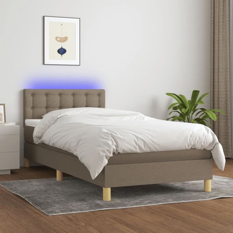 ΚΡΕΒΑΤΙ BOXSPRING ΜΕ ΣΤΡΩΜΑ & LED TAUPE 100X200 ΕΚ. ΥΦΑΣΜΑΤΙΝΟ 3134017