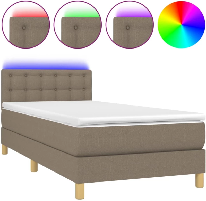 ΚΡΕΒΑΤΙ BOXSPRING ΜΕ ΣΤΡΩΜΑ & LED TAUPE 100X200 ΕΚ. ΥΦΑΣΜΑΤΙΝΟ 3134017