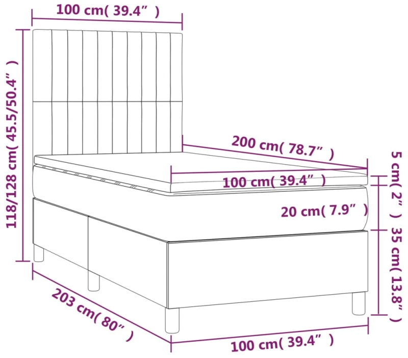 ΚΡΕΒΑΤΙ BOXSPRING ΜΕ ΣΤΡΩΜΑ TAUPE 100 X 200 ΕΚ. ΥΦΑΣΜΑΤΙΝΟ 3142477