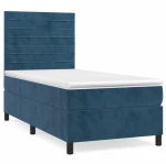 ΚΡΕΒΑΤΙ BOXSPRING ΜΕ ΣΤΡΩΜΑ ΣΚΟΥΡΟ ΜΠΛΕ 80 X 200 ΕΚ. ΒΕΛΟΥΔΙΝΟ 3143053