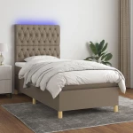 ΚΡΕΒΑΤΙ BOXSPRING ΜΕ ΣΤΡΩΜΑ & LED TAUPE 100X200 ΕΚ. ΥΦΑΣΜΑΤΙΝΟ 3135657