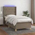 ΚΡΕΒΑΤΙ BOXSPRING ΜΕ ΣΤΡΩΜΑ & LED TAUPE 100X200 ΕΚ. ΥΦΑΣΜΑΤΙΝΟ 3139097