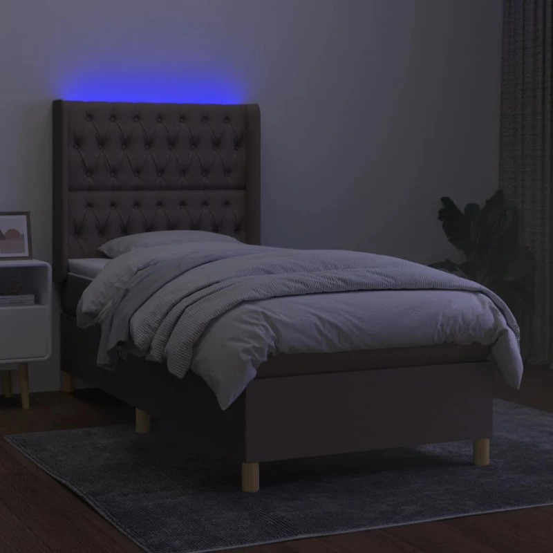 ΚΡΕΒΑΤΙ BOXSPRING ΜΕ ΣΤΡΩΜΑ & LED TAUPE 100X200 ΕΚ. ΥΦΑΣΜΑΤΙΝΟ 3139097