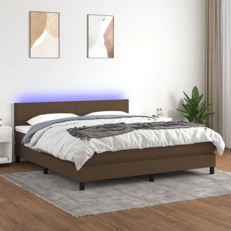 ΚΡΕΒΑΤΙ BOXSPRING ΜΕ ΣΤΡΩΜΑ & LED ΣΚ.ΚΑΦΕ 180X200ΕΚ. ΥΦΑΣΜΑΤΙΝΟ 3133016