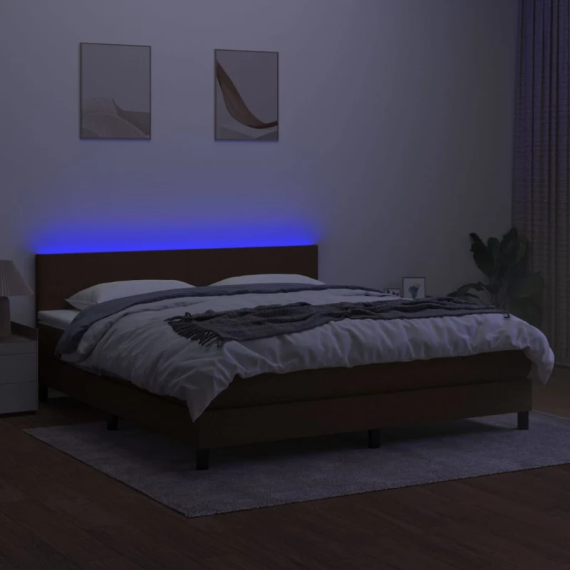 ΚΡΕΒΑΤΙ BOXSPRING ΜΕ ΣΤΡΩΜΑ & LED ΣΚ.ΚΑΦΕ 180X200ΕΚ. ΥΦΑΣΜΑΤΙΝΟ 3133016