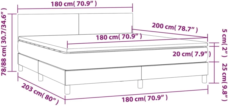 ΚΡΕΒΑΤΙ BOXSPRING ΜΕ ΣΤΡΩΜΑ & LED ΣΚ.ΚΑΦΕ 180X200ΕΚ. ΥΦΑΣΜΑΤΙΝΟ 3133016