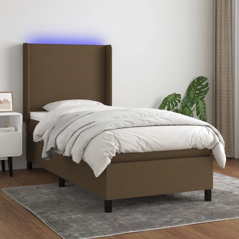 ΚΡΕΒΑΤΙ BOXSPRING ΜΕ ΣΤΡΩΜΑ & LED ΣΚ.ΚΑΦΕ 90X200 ΕΚ. ΥΦΑΣΜΑΤΙΝΟ 3138128