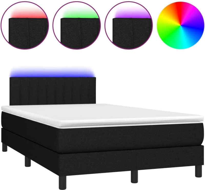 ΚΡΕΒΑΤΙ BOXSPRING ΜΕ ΣΤΡΩΜΑ & LED ΜΑΥΡΟ 120X200 ΕΚ. ΥΦΑΣΜΑΤΙΝΟ 3133303
