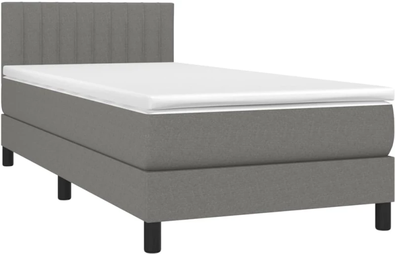 ΚΡΕΒΑΤΙ BOXSPRING ΜΕ ΣΤΡΩΜΑ ΣΚΟΥΡΟ ΓΚΡΙ 100X200 ΕΚ. ΥΦΑΣΜΑΤΙΝΟ 3140194