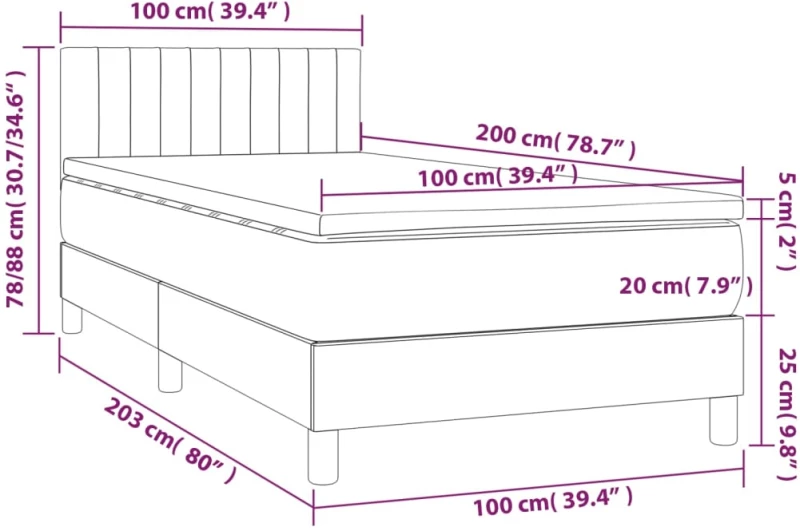 ΚΡΕΒΑΤΙ BOXSPRING ΜΕ ΣΤΡΩΜΑ ΣΚΟΥΡΟ ΓΚΡΙ 100X200 ΕΚ. ΥΦΑΣΜΑΤΙΝΟ 3140194