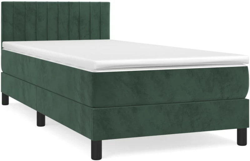 ΚΡΕΒΑΤΙ BOXSPRING ΜΕ ΣΤΡΩΜΑ ΣΚΟΥΡΟ ΠΡΑΣΙΝΟ 90X200 ΕΚ. ΒΕΛΟΥΔΙΝΟ 3141404
