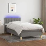 ΚΡΕΒΑΤΙ BOXSPRING ΜΕ ΣΤΡΩΜΑ & LED ΣΚ.ΓΚΡΙ 100X200 ΕΚ ΥΦΑΣΜΑΤΙΝΟ 3133854