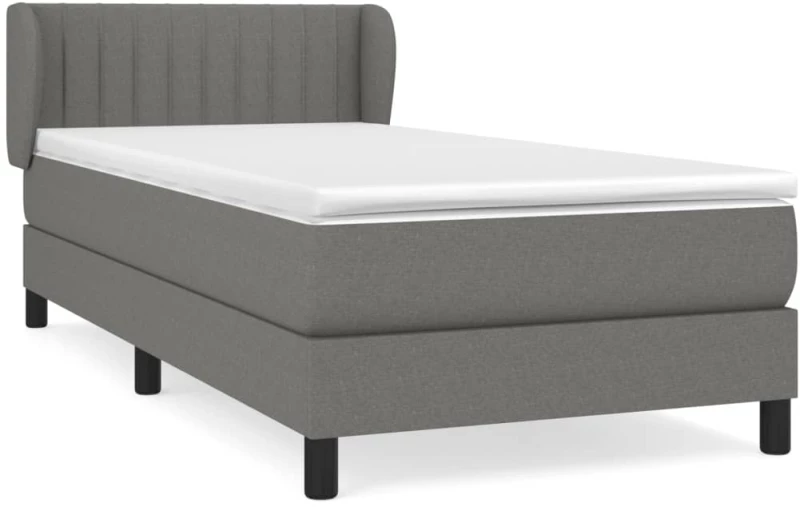 ΚΡΕΒΑΤΙ BOXSPRING ΜΕ ΣΤΡΩΜΑ ΣΚΟΥΡΟ ΓΚΡΙ 90X190 ΕΚ. ΥΦΑΣΜΑΤΙΝΟ 3126366
