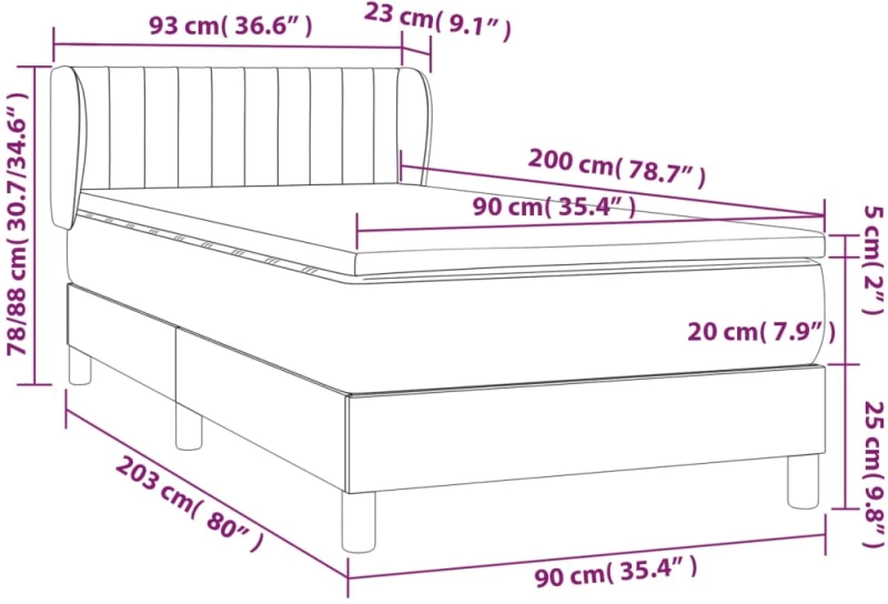 ΚΡΕΒΑΤΙ BOXSPRING ΜΕ ΣΤΡΩΜΑ ΚΡΕΜ 90X200 ΕΚ.ΥΦΑΣΜΑΤΙΝΟ 3126938
