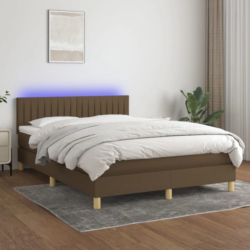 ΚΡΕΒΑΤΙ BOXSPRING ΜΕ ΣΤΡΩΜΑ & LED ΣΚ.ΚΑΦΕ 140X190 ΕΚ ΥΦΑΣΜΑΤΙΝΟ 3133872