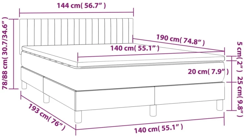 ΚΡΕΒΑΤΙ BOXSPRING ΜΕ ΣΤΡΩΜΑ & LED ΣΚ.ΚΑΦΕ 140X190 ΕΚ ΥΦΑΣΜΑΤΙΝΟ 3133872
