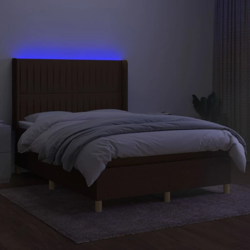 ΚΡΕΒΑΤΙ BOXSPRING ΜΕ ΣΤΡΩΜΑ & LED ΣΚ.ΚΑΦΕ 140X200 ΕΚ ΥΦΑΣΜΑΤΙΝΟ 3139040
