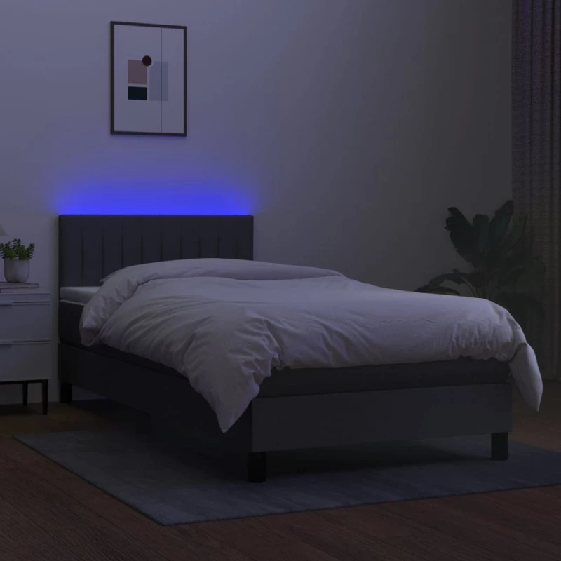 ΚΡΕΒΑΤΙ BOXSPRING ΜΕ ΣΤΡΩΜΑ & LED ΣΚ.ΓΚΡΙ 90X190 ΕΚ. ΥΦΑΣΜΑΤΙΝΟ 3133278