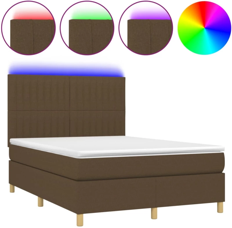ΚΡΕΒΑΤΙ BOXSPRING ΜΕ ΣΤΡΩΜΑ & LED ΣΚ.ΚΑΦΕ 140X190ΕΚ. ΥΦΑΣΜΑΤΙΝΟ 3135592