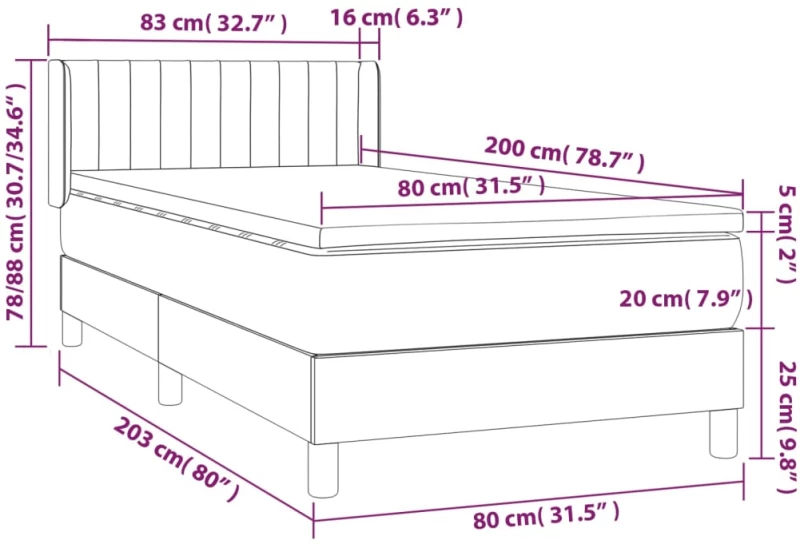 ΚΡΕΒΑΤΙ BOXSPRING ΜΕ ΣΤΡΩΜΑ ΑΝΟΙΧΤΟ ΓΚΡΙ 80X200 ΕΚ. ΥΦΑΣΜΑΤΙΝΟ 3130385
