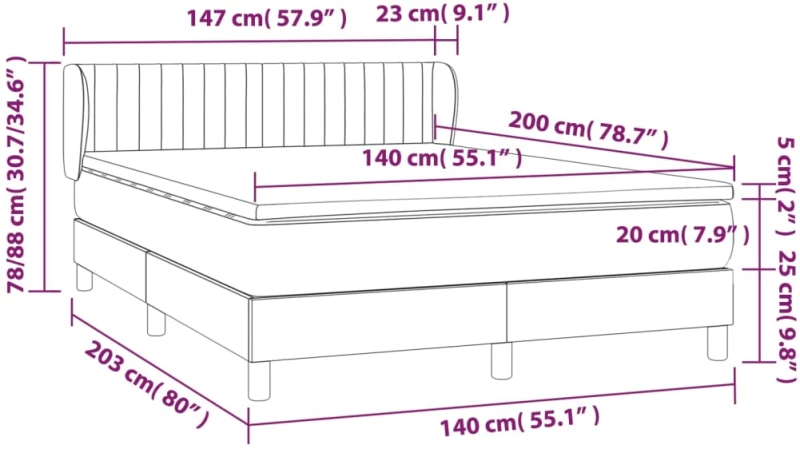 ΚΡΕΒΑΤΙ BOXSPRING ΜΕ ΣΤΡΩΜΑ TAUPE 140X200 ΕΚ. ΥΦΑΣΜΑΤΙΝΟ 3126409