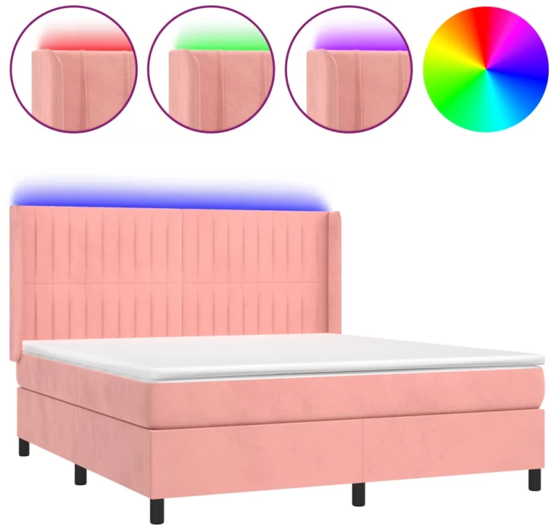 ΚΡΕΒΑΤΙ BOXSPRING ΜΕ ΣΤΡΩΜΑ & LED ΡΟΖ 180X200 ΕΚ. ΒΕΛΟΥΔΙΝΟ 3139702