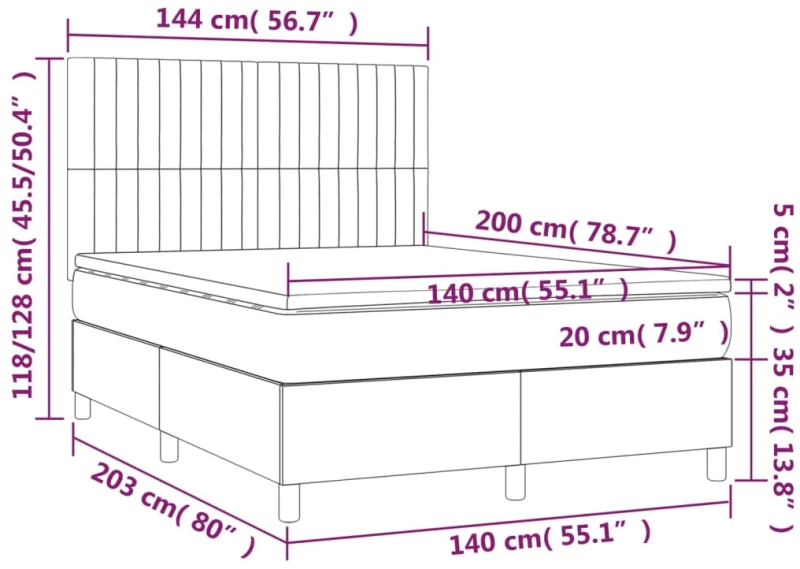 ΚΡΕΒΑΤΙ BOXSPRING ΜΕ ΣΤΡΩΜΑ ΣΚΟΥΡΟ ΓΚΡΙ 140X200 ΕΚ. ΒΕΛΟΥΔΙΝΟ 3143146