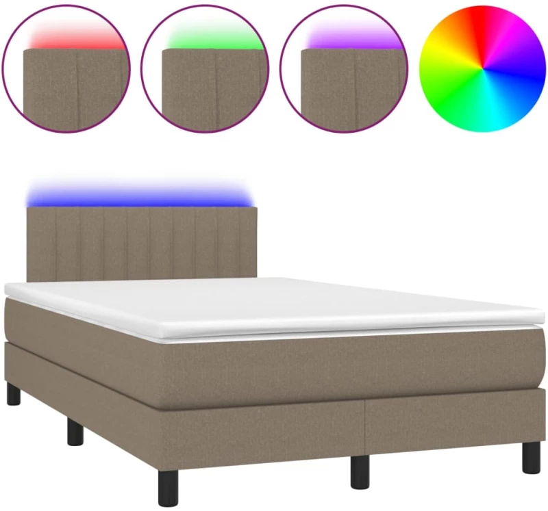 ΚΡΕΒΑΤΙ BOXSPRING ΜΕ ΣΤΡΩΜΑ & LED TAUPE 120X200 ΕΚ. ΥΦΑΣΜΑΤΙΝΟ 3133305