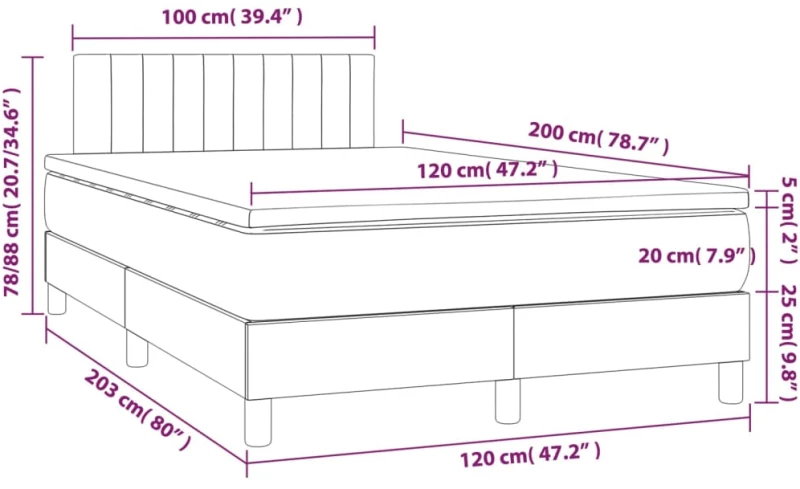 ΚΡΕΒΑΤΙ BOXSPRING ΜΕ ΣΤΡΩΜΑ & LED TAUPE 120X200 ΕΚ. ΥΦΑΣΜΑΤΙΝΟ 3133305