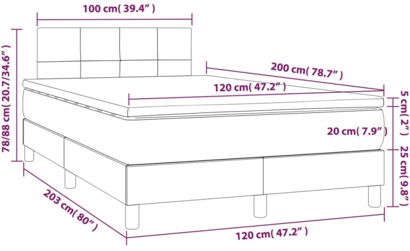 ΚΡΕΒΑΤΙ BOXSPRING ΜΕ ΣΤΡΩΜΑ & LED ΜΠΛΕ 120X200 ΕΚ. ΥΦΑΣΜΑΤΙΝΟ 3133707
