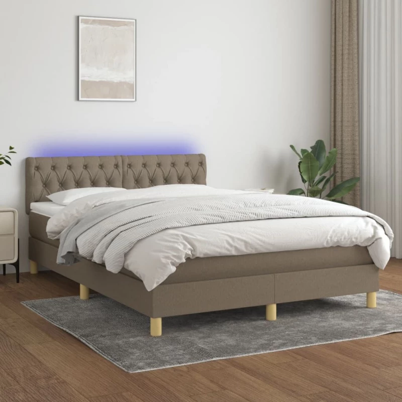 ΚΡΕΒΑΤΙ BOXSPRING ΜΕ ΣΤΡΩΜΑ & LED TAUPE 140X200 ΕΚ. ΥΦΑΣΜΑΤΙΝΟ 3133961