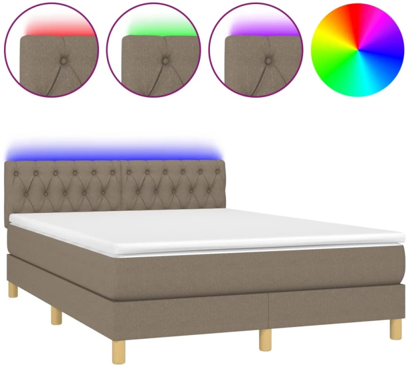 ΚΡΕΒΑΤΙ BOXSPRING ΜΕ ΣΤΡΩΜΑ & LED TAUPE 140X200 ΕΚ. ΥΦΑΣΜΑΤΙΝΟ 3133961