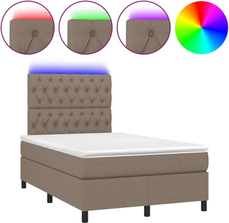 ΚΡΕΒΑΤΙ BOXSPRING ΜΕ ΣΤΡΩΜΑ & LED TAUPE 120X200 ΕΚ. ΥΦΑΣΜΑΤΙΝΟ 3135105
