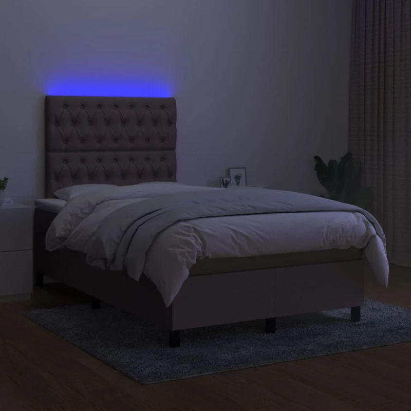 ΚΡΕΒΑΤΙ BOXSPRING ΜΕ ΣΤΡΩΜΑ & LED TAUPE 120X200 ΕΚ. ΥΦΑΣΜΑΤΙΝΟ 3135105