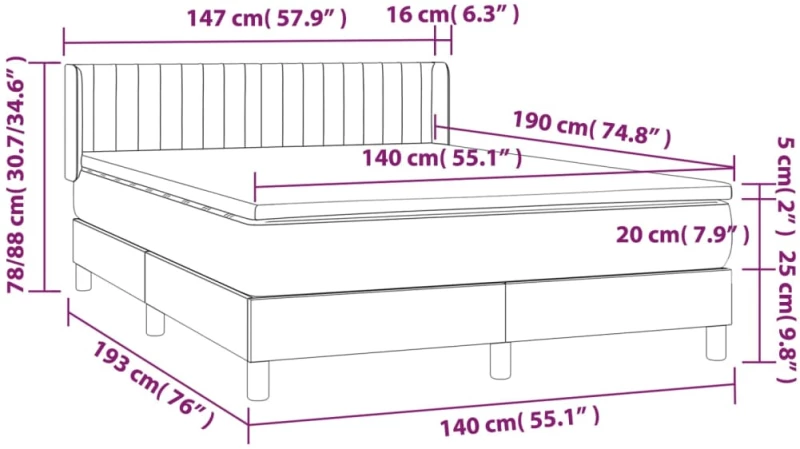 ΚΡΕΒΑΤΙ BOXSPRING ΜΕ ΣΤΡΩΜΑ TAUPE 140X190 ΕΚ. ΥΦΑΣΜΑΤΙΝΟ 3129869
