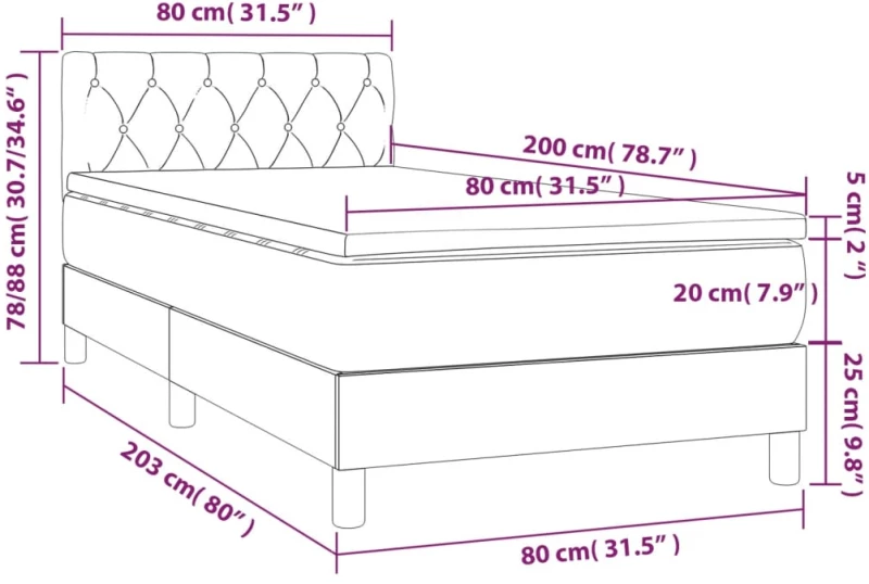 ΚΡΕΒΑΤΙ BOXSPRING ΜΕ ΣΤΡΩΜΑ & LED ΣΚ.ΚΑΦΕ 80X200 ΕΚ. ΥΦΑΣΜΑΤΙΝΟ 3133352