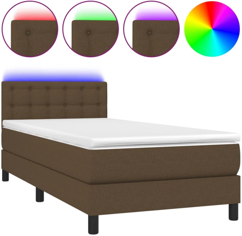 ΚΡΕΒΑΤΙ BOXSPRING ΜΕ ΣΤΡΩΜΑ & LED ΣΚ.ΚΑΦΕ 100X200 ΕΚ ΥΦΑΣΜΑΤΙΝΟ 3133456