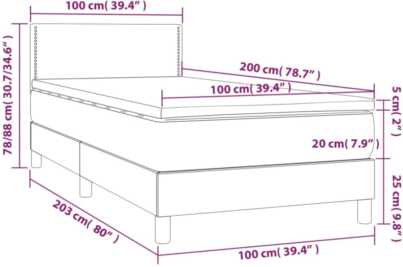 ΚΡΕΒΑΤΙ BOXSPRING ΜΕ ΣΤΡΩΜΑ & LED ΣΚ.ΚΑΦΕ 100X200 ΕΚ ΥΦΑΣΜΑΤΙΝΟ 3133616