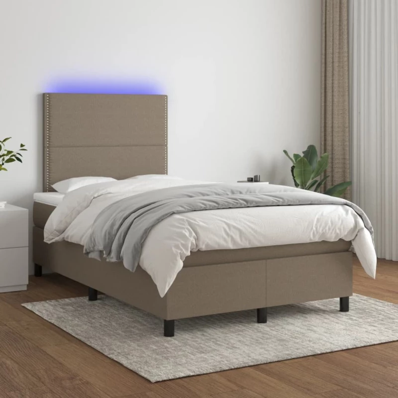 ΚΡΕΒΑΤΙ BOXSPRING ΜΕ ΣΤΡΩΜΑ & LED TAUPE 120X200 ΕΚ. ΥΦΑΣΜΑΤΙΝΟ 3134785