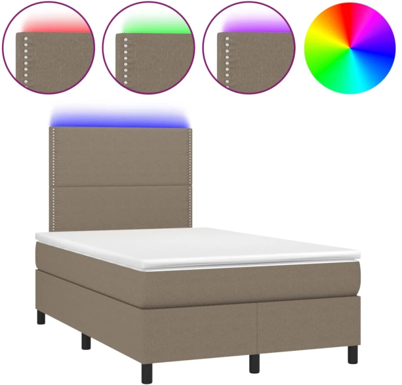 ΚΡΕΒΑΤΙ BOXSPRING ΜΕ ΣΤΡΩΜΑ & LED TAUPE 120X200 ΕΚ. ΥΦΑΣΜΑΤΙΝΟ 3134785