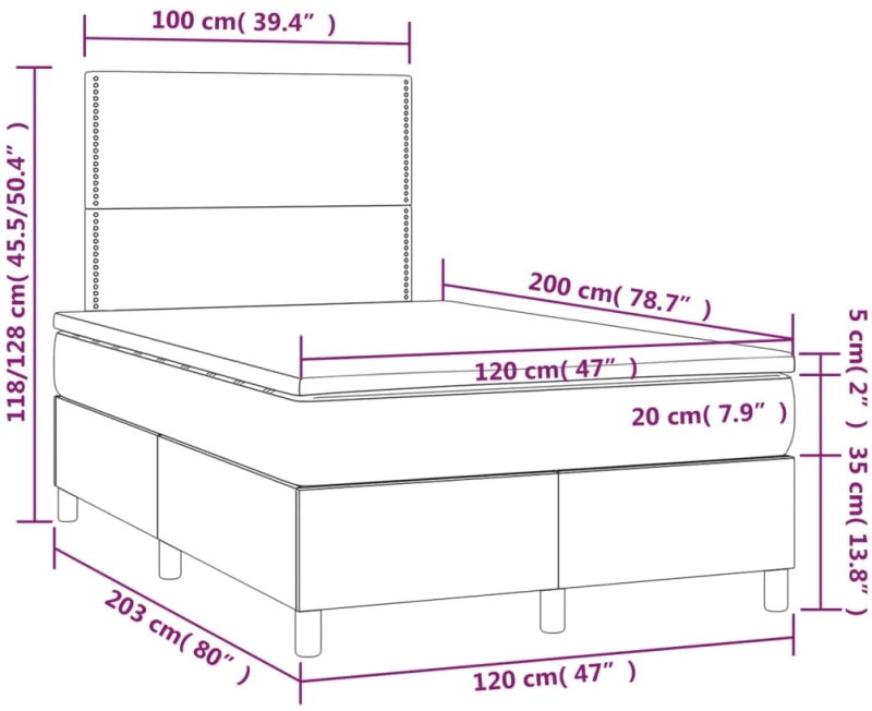 ΚΡΕΒΑΤΙ BOXSPRING ΜΕ ΣΤΡΩΜΑ & LED TAUPE 120X200 ΕΚ. ΥΦΑΣΜΑΤΙΝΟ 3134785
