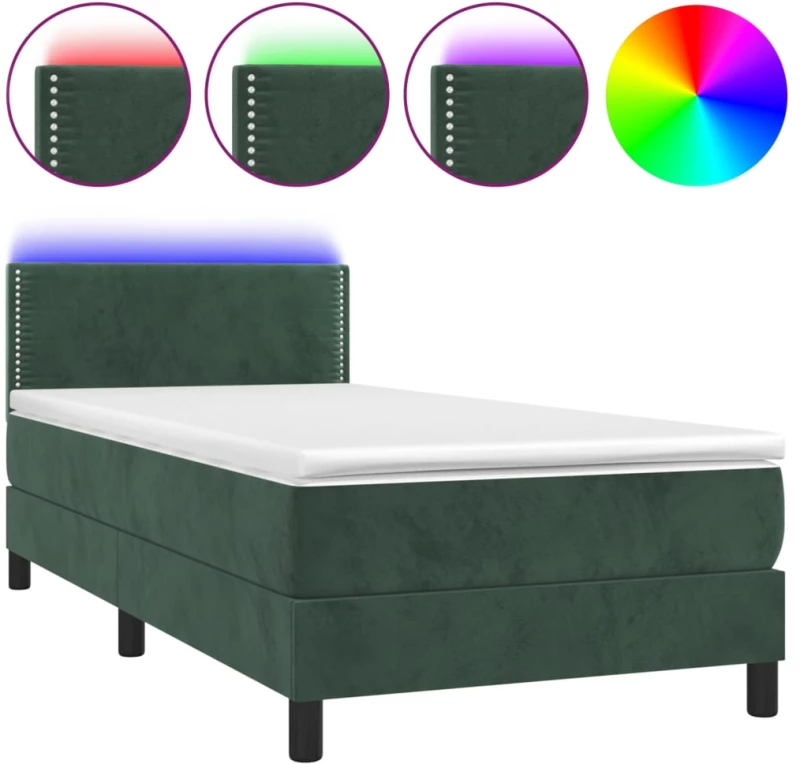 ΚΡΕΒΑΤΙ BOXSPRING ΜΕ ΣΤΡΩΜΑ & LED ΣΚ. ΠΡΑΣΙΝΟ 100X200ΕΚ ΒΕΛΟΥΔΟ 3134330